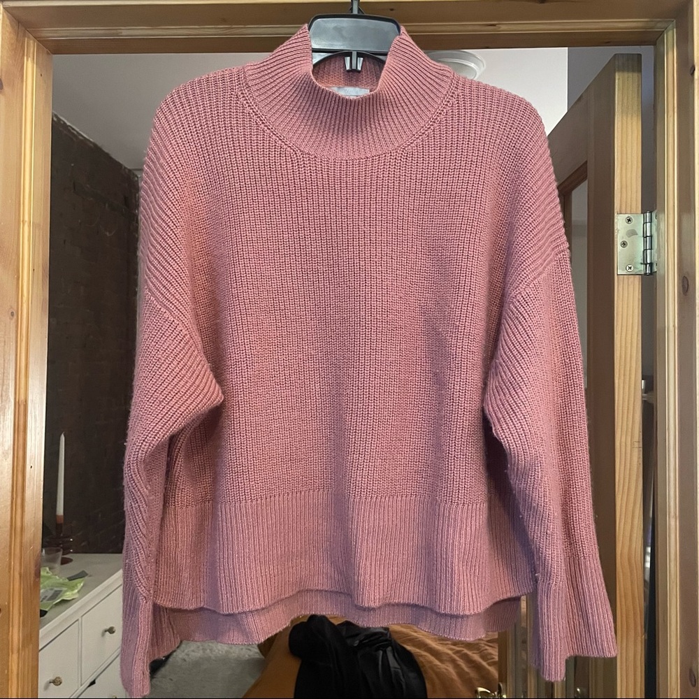 Coral knit sweater with mock neck